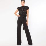 Flower Lace Top Detailed Fashion Jumpsuit