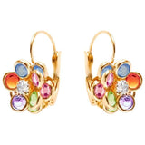 Flower Shaped Leverback Drop Earrings Made with Swarovski Crystals