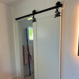 Flower Black Single Track Barn Door Hardware Kit