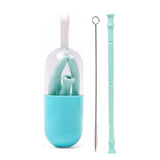 Foldable and Reusable Silicone Drinking Straw with Case
