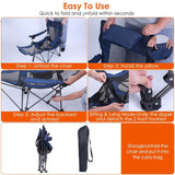 Foldable Camping Chair Heavy Duty Steel Lawn Chair with Reclining Backrest Angle