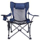 Foldable Camping Chair Heavy Duty Steel Lawn Chair with Reclining Backrest Angle