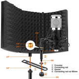 Foldable Microphone Isolation Shield Adjustable Tripod Stand