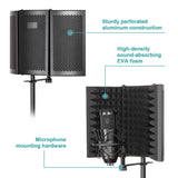 Foldable Microphone Isolation Shield Adjustable Tripod Stand