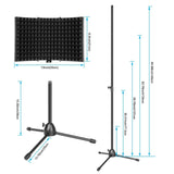 Foldable Microphone Isolation Shield Adjustable Tripod Stand