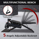 Rovix Foldable Multi-Functional Weight Bench For Full-Body Workouts With Resistance Bands, Footrest, And Leg Extender (SAK73642)