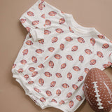 Football Print Bamboo Bubble Romper with Optional Embroidery