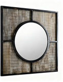 Walker Edison 32 Rustic Modern Square Wood Wall Mirror