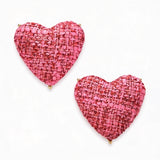Inc Gold-Tone Tweed Heart Stud Earrings