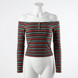 Ultra Flirt by Ikeddi Juniors Striped Off-The-Shoulder Top, Size Large