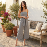 1.State Strapless Tie Waist Plaid Crop Jumpsuit, Size 10