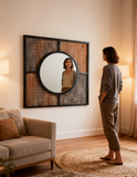 Walker Edison 32 Rustic Modern Square Wood Wall Mirror