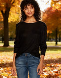 WallFlower Junior's Balloon Long Sleeve Top, Jet Black, Small