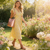 1.State Honeysuckle Flounce Sleeve Wrap Dress, Size 8