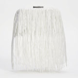 Inc Colie Fringe Clutch - Ivory/Silver