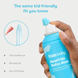 Frida Saline Rinse for Toddler, Kids, Ages 2+, Saline Rinse for Sinus, Instant Congestion Relief & Allergy Relief, Flush Out Allergens, Mucus, Pollen, Dust, Safe for Daily Use