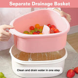 Fruit, Vegetable Manual Washing Spinner with Brush Hand Crank