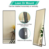 Full Length Mirror Aluminum Alloy Wall Mirror Free Standing Floor