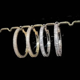 Full Rectangular Shiny Synthetic Zirconia Decorative Hoop Earrings