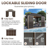 Alora Terrace Fully-Enclosed Outdoor Black Sunroom With Lockable Sliding Doors And Galvanized Double Steel Roof (SAK81634)