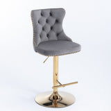 Furniture,Golden Swivel Velvet Barstools Adjusatble Seat Height from 25-33 Inch, Modern Upholstered Bar Stools with Backs Comfortable Tufted for Home Pub and Kitchen Island