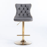 Furniture,Golden Swivel Velvet Barstools Adjusatble Seat Height from 25-33 Inch, Modern Upholstered Bar Stools with Backs Comfortable Tufted for Home Pub and Kitchen Island