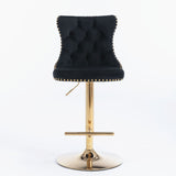 Furniture,Golden Swivel Velvet Barstools Adjusatble Seat Height from 25-33 Inch, Modern Upholstered Bar Stools with Backs Comfortable Tufted for Home Pub and Kitchen Island