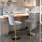 Furniture,Golden Swivel Velvet Barstools Adjusatble Seat Height from 25-33 Inch, Modern Upholstered Bar Stools with Backs Comfortable Tufted for Home Pub and Kitchen Island