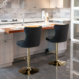 Furniture,Golden Swivel Velvet Barstools Adjusatble Seat Height from 25-33 Inch, Modern Upholstered Bar Stools with Backs Comfortable Tufted for Home Pub and Kitchen Island
