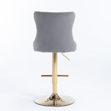 Furniture,Golden Swivel Velvet Barstools Adjusatble Seat Height from 25-33 Inch, Modern Upholstered Bar Stools with Backs Comfortable Tufted for Home Pub and Kitchen Island