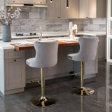 Furniture,Golden Swivel Velvet Barstools Adjusatble Seat Height from 25-33 Inch, Modern Upholstered Bar Stools with Backs Comfortable Tufted for Home Pub and Kitchen Island