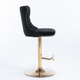 Furniture,Golden Swivel Velvet Barstools Adjusatble Seat Height from 25-33 Inch, Modern Upholstered Bar Stools with Backs Comfortable Tufted for Home Pub and Kitchen Island