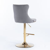 Furniture,Golden Swivel Velvet Barstools Adjusatble Seat Height from 25-33 Inch, Modern Upholstered Bar Stools with Backs Comfortable Tufted for Home Pub and Kitchen Island