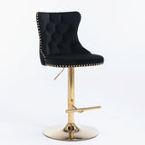 Furniture,Golden Swivel Velvet Barstools Adjusatble Seat Height from 25-33 Inch, Modern Upholstered Bar Stools with Backs Comfortable Tufted for Home Pub and Kitchen Island