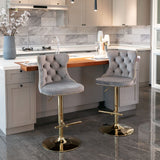 Furniture,Golden Swivel Velvet Barstools Adjusatble Seat Height from 25-33 Inch, Modern Upholstered Bar Stools with Backs Comfortable Tufted for Home Pub and Kitchen Island
