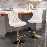 Furniture,Golden Swivel Velvet Barstools Adjusatble Seat Height from 25-33 Inch, Modern Upholstered Bar Stools with Backs Comfortable Tufted for Home Pub and Kitchen Island