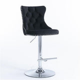 Furniture,Swivel Velvet Barstools Adjusatble Seat Height from 25-33 Inch, Modern Upholstered Chrome base Bar Stools with Backs Comfortable Tufted for Home Pub and Kitchen Island(Black,Set of 2)