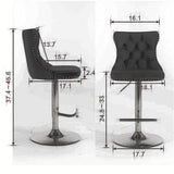 Furniture,Swivel Velvet Barstools Adjusatble Seat Height from 25-33 Inch, Modern Upholstered Chrome base Bar Stools with Backs Comfortable Tufted for Home Pub and Kitchen Island(Black,Set of 2)