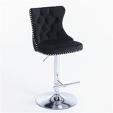 Furniture,Swivel Velvet Barstools Adjusatble Seat Height from 25-33 Inch, Modern Upholstered Chrome base Bar Stools with Backs Comfortable Tufted for Home Pub and Kitchen Island(Black,Set of 2)