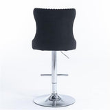 Furniture,Swivel Velvet Barstools Adjusatble Seat Height from 25-33 Inch, Modern Upholstered Chrome base Bar Stools with Backs Comfortable Tufted for Home Pub and Kitchen Island(Black,Set of 2)