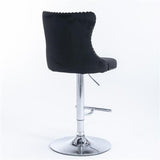 Furniture,Swivel Velvet Barstools Adjusatble Seat Height from 25-33 Inch, Modern Upholstered Chrome base Bar Stools with Backs Comfortable Tufted for Home Pub and Kitchen Island(Black,Set of 2)