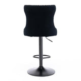 Furniture,Swivel Velvet Barstools Adjusatble Seat Height from 25-33 Inch,17.7 inch base, Modern Upholstered Bar Stools with Backs Comfortable Tufted for Home Pub and Kitchen Island,Black,Set of 2