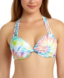 California Waves Tie-Dye Underwire Push-Up Bikini Top, Size Medium