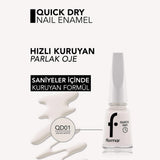 Flormar Quick Dry Nail Polish 001 Snow White Fast Drying
