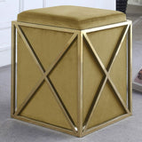 Genesis Ottoman Stainless Steel X Frame Square Velvet Bench
