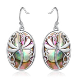Genuine Blue Abalone Pearl Dragonfly Hook Drop Earrings