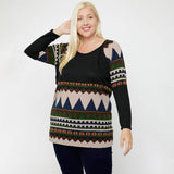 Geometric Print-Contrast Tunic