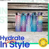 Giotto 32oz Leakproof BPA Free Drinking Water Bottle with Time Marker & Straw