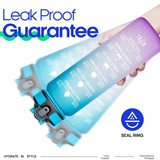 Giotto 32oz Leakproof BPA Free Drinking Water Bottle with Time Marker & Straw