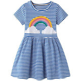 Girl's Cotton Casual Striped Jersey Dress